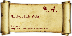 Milkovich Ada névjegykártya